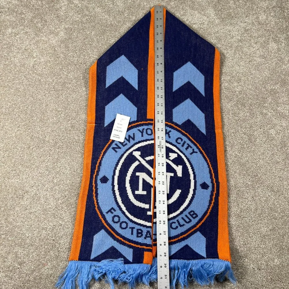 Adidas Unisex OSFA Blue‎ Orange Winter Fringe New York City FC MLS Scarf NWT